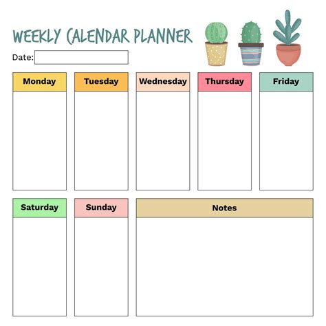 Printable Weekly Schedule Planner