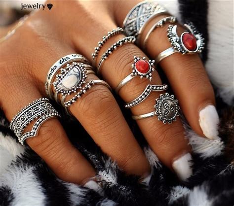 14-Piece Boho Ring Set | Bohemian style rings, Ring sets boho, Fashion jewelry