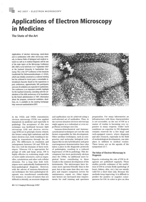 (PDF) Applications of Electron Microscopy in Medicine