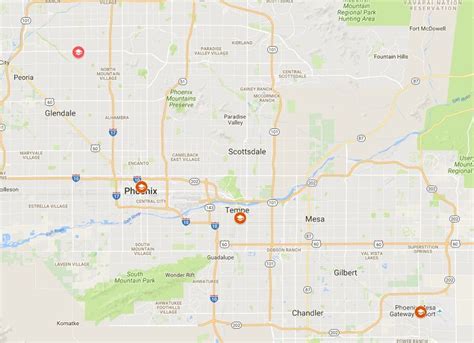 Map of ASU Campus Locations in Greater Phoenix, AZ