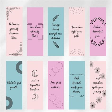 Printable Bookmark Set, Motivational Printable Bookmark, Affirmation ...