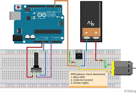 Control DC motor with NPN transistor & Arduino PWM - Hackster.io