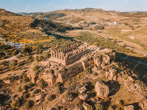 Premium Photo | Aerial view of the famous temple of concordia in the valley of temples in sicily