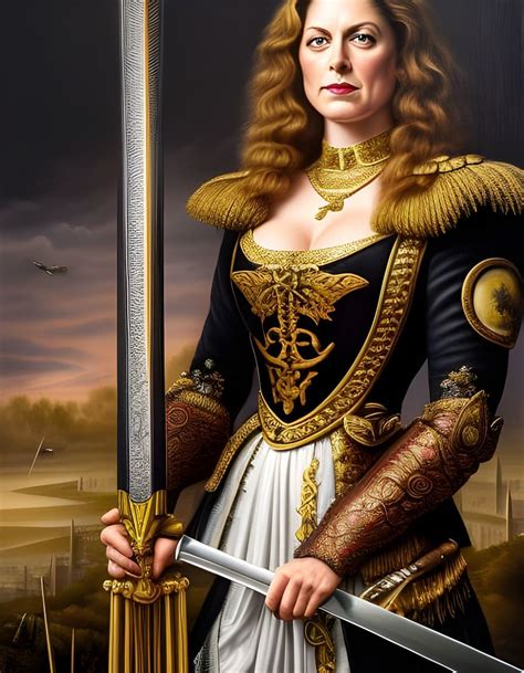 Penny Mordaunt, with swords - AI Generated Artwork - NightCafe Creator