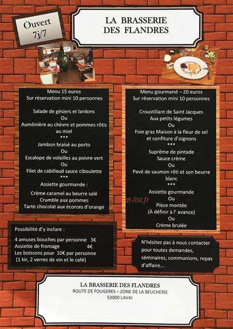 La Brasserie des Flandres à Laval - menu et photos