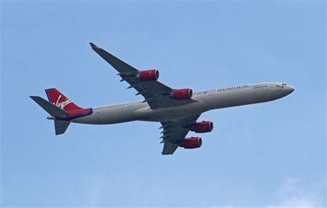 Virgin Airbus A340 G-VATL | While at the Wetland Centre in L… | Flickr