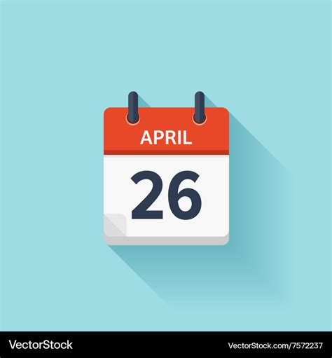 April 26 flat daily calendar icon date Royalty Free Vector