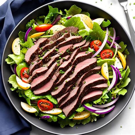 Premium Photo | Sliced beef salad generative art by ai