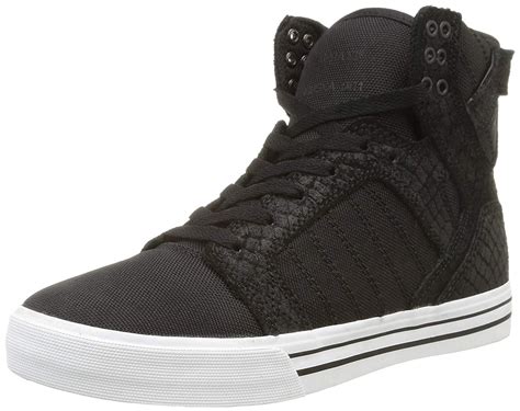 Supra - Supra Men's Skytop Hi Top Canvas Snakeskin Embossed Suede Fashion Sneaker Shoes Black ...