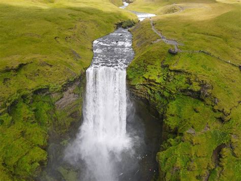 Drone View at Skogafoss Waterfall in Iceland Stock Photo - Image of ...