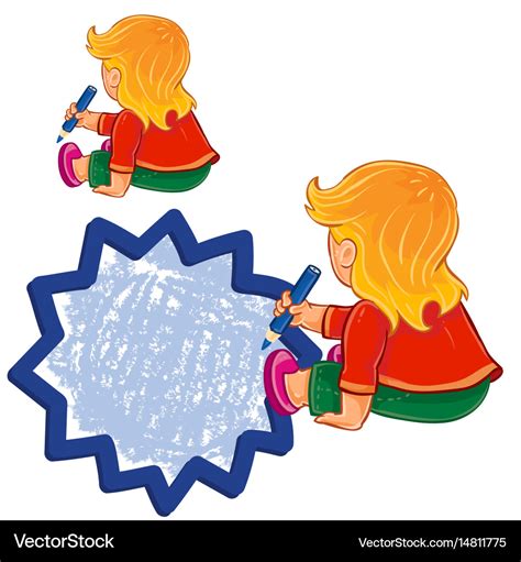 Small girl draw a speech bubble Royalty Free Vector Image