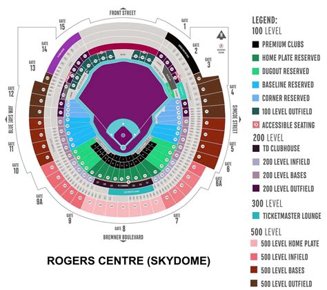 Rogers Centre Seating Chart with Rows and Seat Numbers 2024