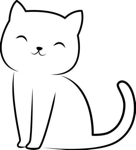 cute cat drawing doodle line art 9867570 Vector Art at Vecteezy