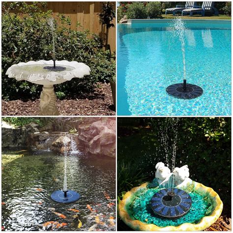 Solar Fountain Pump, FEELLE Solar Powered Floating Fountain Kit Solar Water Fountain for Bird ...