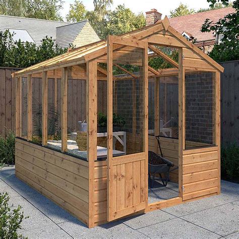 8x6 GREENHOUSE GARDEN SHED TIMBER WOODEN POTTING SHEDS APEX WOODEN WINDOWS 6FT - Summer Houses ...