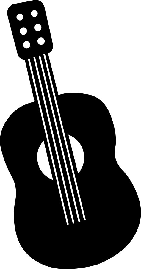 Mini Guitar Black Silhouette - Free Clip Art