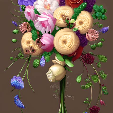 Frame Realistic Fantasy Extremely Detailed Flower Bouquet · Creative Fabrica