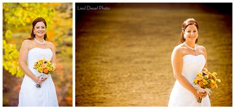 2 bride portrait fall autumn theme color palette wedding dress gown ...