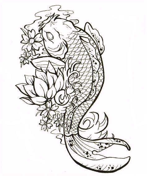 Koi Carp Tattoo Outline | Cool Eyecatching tatoos | Koi tattoo design ...