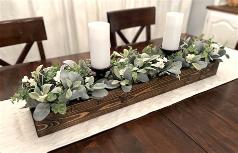 Wooden Centerpiece Box Set includes Floral & Candle Holders Centerpiece ...