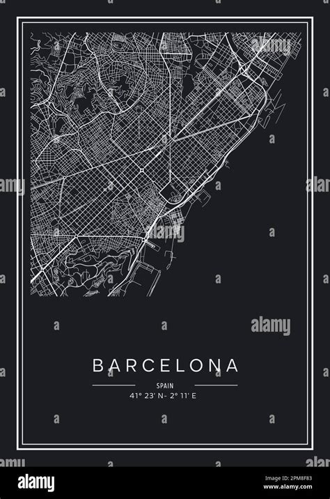 Black and white printable Barcelona city map, poster design, vector ...