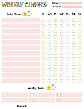 ADHD Chore chart For Kids by Knowledge Korner | TPT