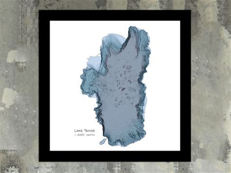 Lake Tahoe Depth Map Print Tahoe Bathymetric Chart, - Etsy