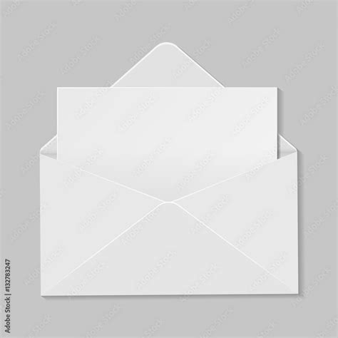 Open white envelope with invitation card realistic mockup isolat Stock Vector | Adobe Stock