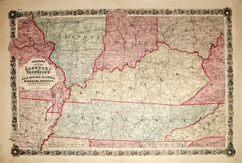 Colton's Map of Kentucky and Tennessee. with Part of Ohio, Indiana ...