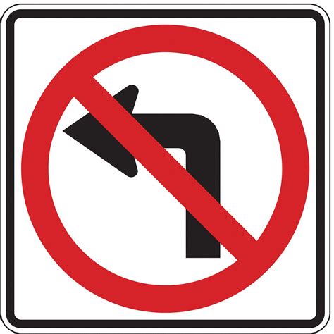 LYLE No Left Turn Traffic Sign, MUTCD Code R3-2, 24 in x 24 in - 3PMG4 ...