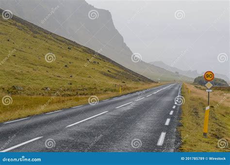 Shot of a Traffic Sign on the Famous Ring Road of Iceland Stock Image - Image of ring ...