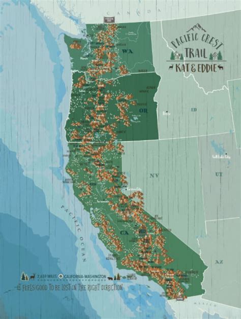 PCT Print Pacific Crest Trail Map Canvas Prints of National - Etsy