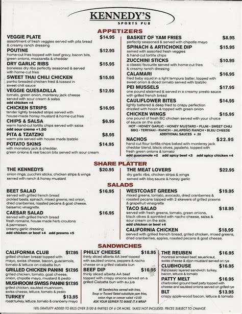 MENU | KennedysPub