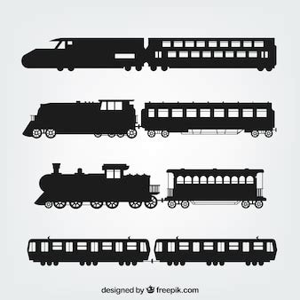 Train silhouettes set Vector | Free Download