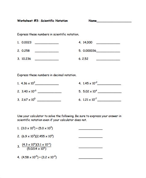 FREE 9+ Sample Scientific Notation Worksheet Templates in MS Word | PDF