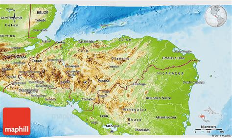 Physical 3D Map of Honduras