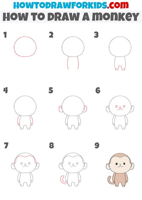 How to Draw a Monkey Step by Step - Easy Drawing Tutorial For Kids