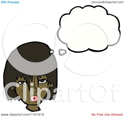 Cartoon of a Black Woman Thinking - Royalty Free Vector Illustration by lineartestpilot #1191815