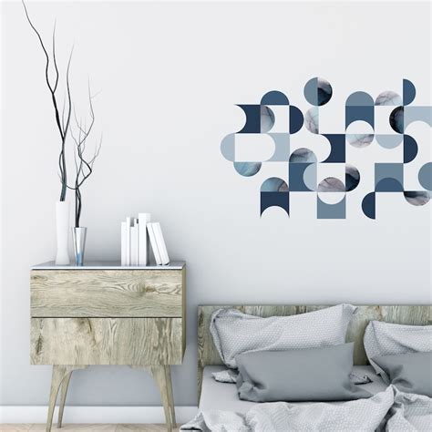 Geometric Decals Mid Century Modern Wall Decals Indigo - Etsy