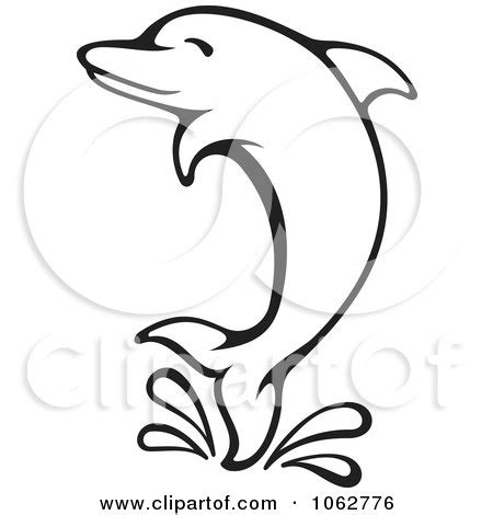 Clipart Splashing Dolphin Outline - Royalty Free Vector Illustration by ...