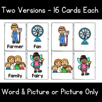 Letter F Vocabulary Flashcards Beginning Sounds - Preschool DK Kindergarten ESL