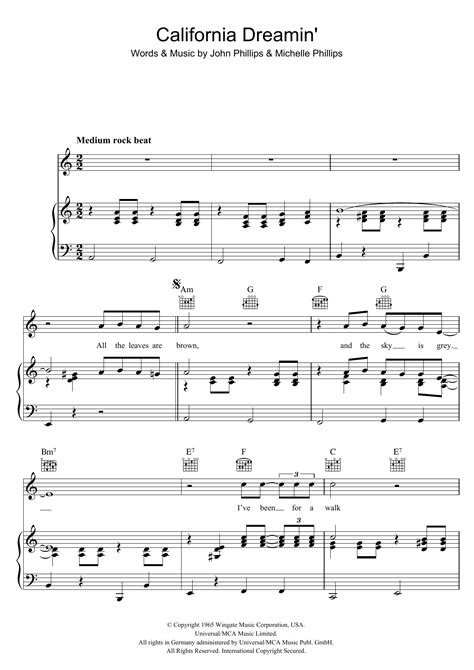 California Dreamin' | Sheet Music Direct