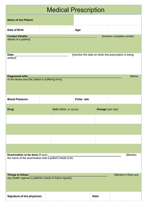 PDF of Simple Fresh Medical Prescription.pdf | WPS Free Templates