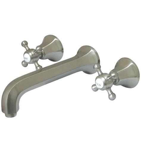 Kingston Brass Contemporary 2-Handle Wall Mount Bathroom Faucet with Cross Handles in Satin ...