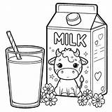 Glass Of Milk And Box With Cute Cow 🥛🐄 Coloring Page sketch template