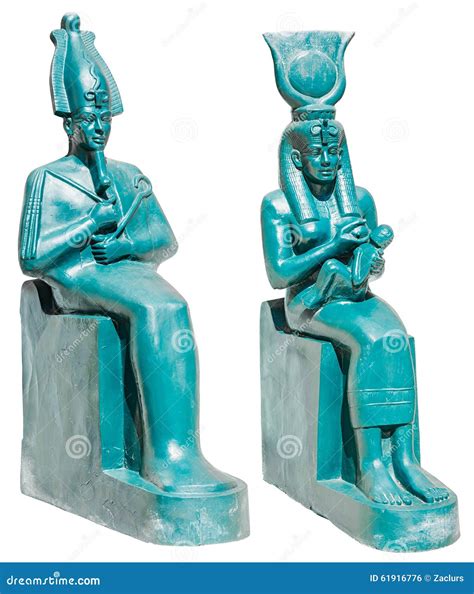 Statue of Ancient Egypt Deities Osiris and Isis with Horus Isolated Stock Photo - Image of ...