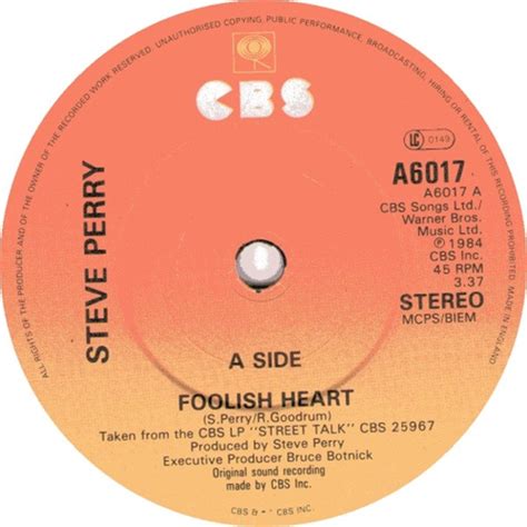 Steve Perry – Foolish Heart (1984, Vinyl) - Discogs