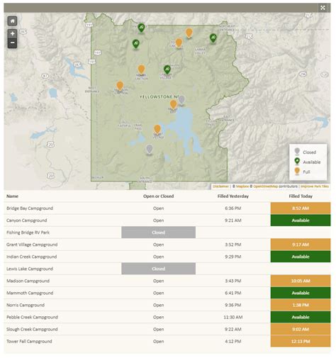 Yellowstone National Park: 12 RV Parks and Campgrounds inside the Park