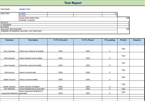 Excel Test Case Template