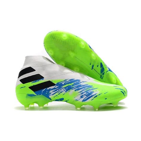 adidas Nemeziz 19+ FG Soccer Cleats White Green Blue